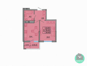 1-к квартира, вторичка, 33м2, 21/23 этаж