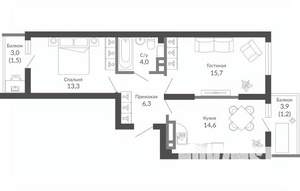 2-к квартира, вторичка, 57м2, 18/23 этаж