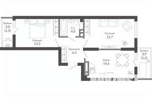 2-к квартира, вторичка, 57м2, 15/23 этаж