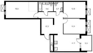3-к квартира, вторичка, 86м2, 10/15 этаж