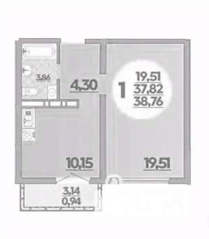 1-к квартира, вторичка, 39м2, 11/16 этаж