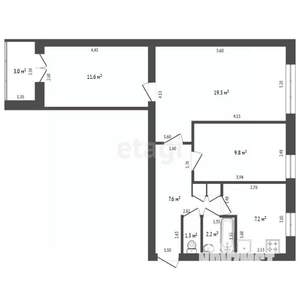 3-к квартира, вторичка, 60м2, 4/9 этаж