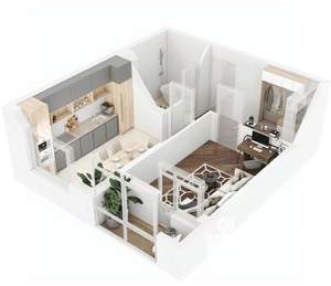 1-к квартира, сданный дом, 43м2, 20/24 этаж