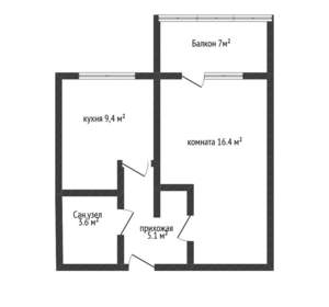1-к квартира, вторичка, 37м2, 4/5 этаж