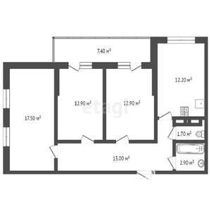 3-к квартира, вторичка, 72м2, 19/20 этаж