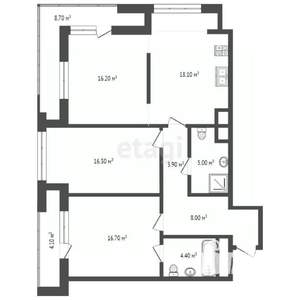 3-к квартира, вторичка, 91м2, 4/21 этаж
