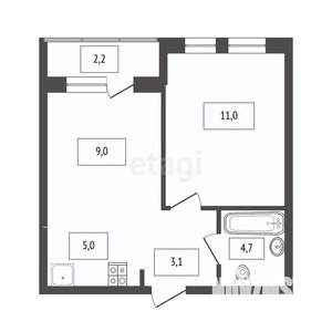 1-к квартира, вторичка, 33м2, 2/24 этаж