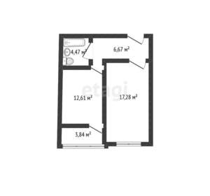 1-к квартира, вторичка, 42м2, 18/25 этаж