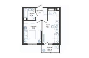 1-к квартира, вторичка, 37м2, 16/24 этаж