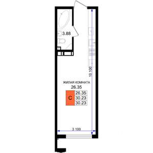 Студия квартира, вторичка, 30м2, 2/8 этаж