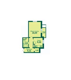 1-к квартира, вторичка, 49м2, 2/16 этаж