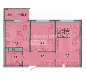 2-к квартира, вторичка, 50м2, 23/23 этаж