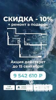 1-к квартира, вторичка, 53м2, 6/17 этаж