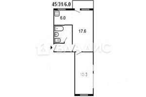 2-к квартира, вторичка, 38м2, 3/3 этаж