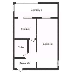 1-к квартира, вторичка, 44м2, 1/4 этаж