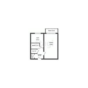 1-к квартира, вторичка, 31м2, 2/5 этаж