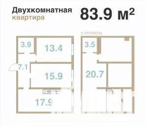 2-к квартира, сданный дом, 84м2, 7/8 этаж
