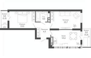 2-к квартира, вторичка, 57м2, 22/23 этаж