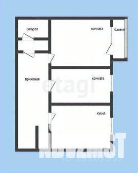 2-к квартира, вторичка, 50м2, 2/3 этаж