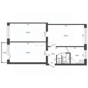 3-к квартира, вторичка, 65м2, 2/5 этаж