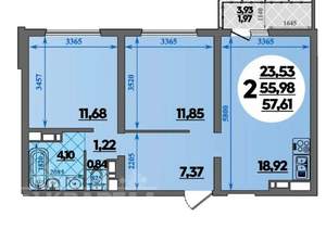 2-к квартира, вторичка, 56м2, 16/16 этаж