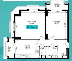 2-к квартира, сданный дом, 75м2, 8/17 этаж