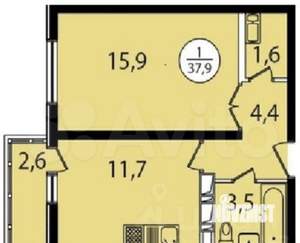1-к квартира, вторичка, 38м2, 12/16 этаж