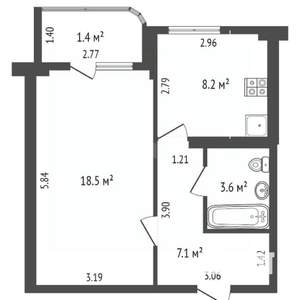 1-к квартира, вторичка, 37м2, 3/9 этаж