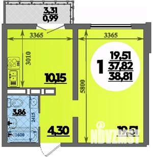 1-к квартира, строящийся дом, 39м2, 10/16 этаж