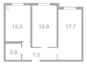 2-к квартира, вторичка, 58м2, 1/8 этаж