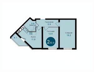2-к квартира, вторичка, 54м2, 2/14 этаж