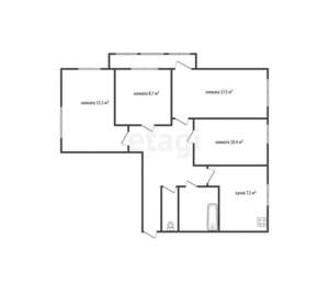 4-к квартира, вторичка, 74м2, 7/9 этаж