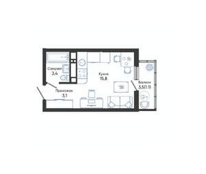 Студия квартира, вторичка, 23м2, 24/24 этаж