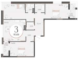 3-к квартира, вторичка, 92м2, 3/9 этаж