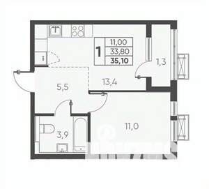 1-к квартира, вторичка, 35м2, 8/24 этаж
