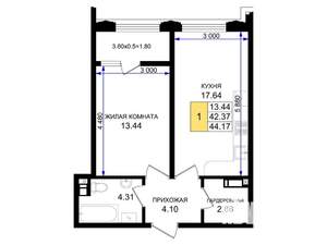 1-к квартира, вторичка, 44м2, 5/8 этаж