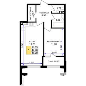 1-к квартира, вторичка, 46м2, 8/8 этаж