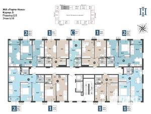 2-к квартира, строящийся дом, 58м2, 6/18 этаж
