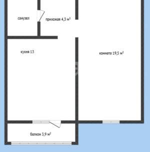 1-к квартира, вторичка, 38м2, 4/16 этаж
