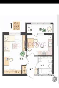 1-к квартира, вторичка, 38м2, 6/24 этаж