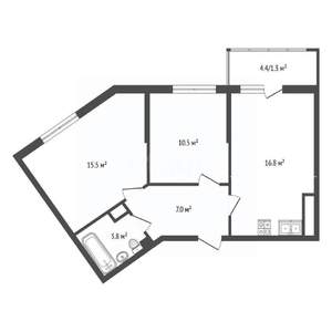 2-к квартира, вторичка, 54м2, 15/23 этаж