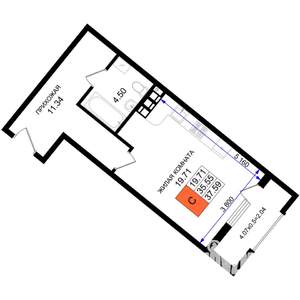 Студия квартира, строящийся дом, 38м2, 5/8 этаж