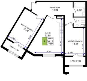2-к квартира, вторичка, 78м2, 4/8 этаж