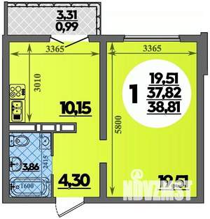 1-к квартира, строящийся дом, 39м2, 8/16 этаж