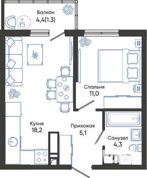 1-к квартира, вторичка, 40м2, 5/24 этаж