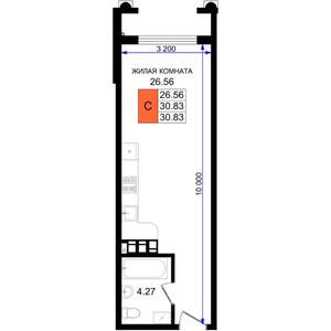 Студия квартира, вторичка, 31м2, 2/8 этаж