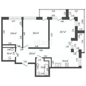 3-к квартира, вторичка, 91м2, 21/23 этаж