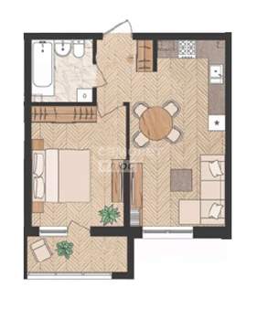 1-к квартира, сданный дом, 39м2, 12/24 этаж