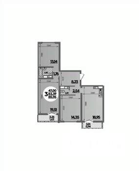 3-к квартира, вторичка, 86м2, 15/16 этаж