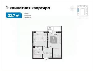 1-к квартира, вторичка, 33м2, 6/24 этаж